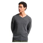 Pull  col en v essential emb superdry - gull grey marl - homme - manches longues - mlange de laine