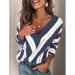 Pull col v femme à manches longues de marque pull hiver homme pull tendance femmebleu fonce Pull col v femme à manches longues de marque pull hiver homme pull tendance femmebleu fonce