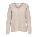 Pull femme - only - camilla - col v - manches longues - extensible - pumice stone