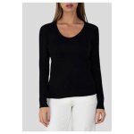 Pull col v noir femme - kebello - coupe cintr - manches longues - chaud et doux