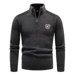 Pull  col zipp homme en tricot chaud doubl polaire pullover col montant pour automne - hiver - gris ...