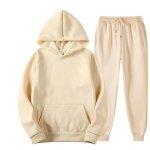 Pull costume homme pantalon jogging pantalon de survtement pull  capuche + pantalon beige