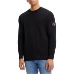 Pull coton col rond calvin klein jeans noir - homme - 100% coton - coupe droite - manches longues