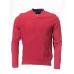 Pull en coton et laine peter cofox - col v - manches longues - framboise - rouge - adulte - femme