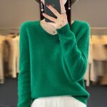 Pull femme automne et hiver en laine épaissie col en v - vitata - vert - décontracté confortable élégant ... Pull femme automne et hiver en laine épaissie col en v - vitata - vert - décontracté confortable élégant ...