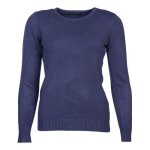 Pull femme - belle femme - col rond - laine et cachemire - bleu foncé - automne / hiver Pull femme - belle femme - col rond - laine et cachemire - bleu foncé - automne / hiver