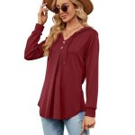 Pull femme à capuche manches longues insfity - bordeaux - rouge - col v Pull femme à capuche manches longues insfity - bordeaux - rouge - col v