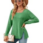 Pull femme col carr manches longues insfity - vert - printemps et automne