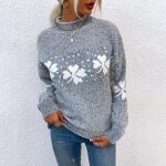 Pull femme col mi - haute casual hiver automne chaude epais manches longues - gris fonce - insfity - ...