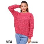 Pull femme col ras du cou manches longues - couleur fuschia Pull femme col ras du cou manches longues - couleur fuschia