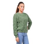 Pull femme col ras du cou manches longues - couleur vert