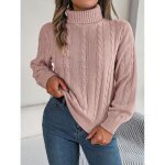 Pull femme col roul automne hiver en tricot casual pullover lche manches longues couleur unie confortable ...
