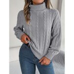 Pull femme col roul automne hiver en tricot casual pullover lche manches longues couleur unie confortable ...