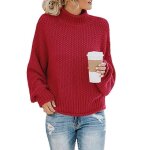 Pulls femmes col roul� chandail manches longues pullover en tricot tops chemise sweater slim couleur ...
