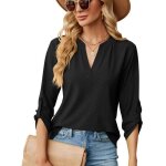 Pull femme col v manches 3 / 4 casual pullover lâche tops couleur unie pour printemps et automne - taille ... Pull femme col v manches 3 / 4 casual pullover lâche tops couleur unie pour printemps et automne - taille ...