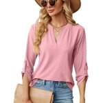 Pull femme col v manches 3 / 4 casual pullover lâche tops couleur unie pour printemps et automne - taille ... Pull femme col v manches 3 / 4 casual pullover lâche tops couleur unie pour printemps et automne - taille ...