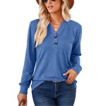 Pull femme col v manches longues couleur unie casual pullover lche confortable pour printemps et automne ...