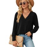 Pull femme col v manches longues couleur unie pullover lâche confortable pour printemps et automne - ... Pull femme col v manches longues couleur unie pullover lâche confortable pour printemps et automne - ...