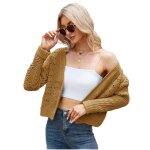 Pull femme court manches longues Élégant coupe polyvalente - insfity - jaune - col v Pull femme court manches longues Élégant coupe polyvalente - insfity - jaune - col v