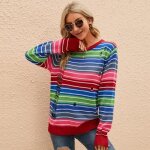 Pull femme déchiré À rayure coloré manches longues col arrondi relaxed fit casual - insfity - rouge - ... Pull femme déchiré À rayure coloré manches longues col arrondi relaxed fit casual - insfity - rouge - ...