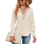 Pull femme insfity - col v - dentelle - manches longues - couleur contraste - taille eu Pull femme insfity - col v - dentelle - manches longues - couleur contraste - taille eu