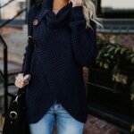 Pull femme - leoclotho - chandail chaud - col bénitier - manches longues - ourlet asymétrique Pull femme - leoclotho - chandail chaud - col bénitier - manches longues - ourlet asymétrique