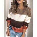 Pull femme - col arrondi - manches longues - marron