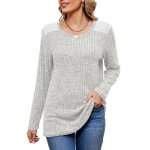 Pull femme manches longues automne hiver casual pullover lâche tops col rond couleur contraste - taille ... Pull femme manches longues automne hiver casual pullover lâche tops col rond couleur contraste - taille ...