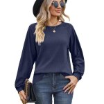Pull femme manches longues col rond pullover lâche confortable couleur unie pour printemps et automne ... Pull femme manches longues col rond pullover lâche confortable couleur unie pour printemps et automne ...