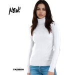 Pull femme manches longues - col roul - couleur blanc