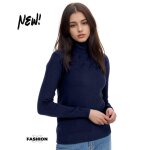 Pull femme manches longues - col roulé - couleur bleu marine Pull femme manches longues - col roulé - couleur bleu marine