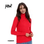 Pull femme manches longues - col roul - couleur rouge