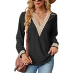 Pull femme manches longues col v casual pullover lche couleur contraste pour printemps et automne