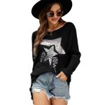 Pull femme mi - longue relaxed fit motif paillettes - insfity - noir - manches chauve - souris - col ... Pull femme mi - longue relaxed fit motif paillettes - insfity - noir - manches chauve - souris - col ...
