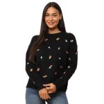 Pull dot de petites fleurs brodes. finitions bord cte sur le col le bas et les poignets. pour femme ...