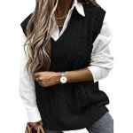 Pull femme sans manches gilet en tricot veste en cotton col v - noir - femme - adulte