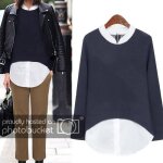 Pull femme plus size - marque - chemisier crop - manches longues - coupe loose - couleur bleu