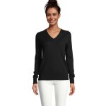 Pull femme - sols - sullivan - noir profond - col v - 50% laine mrinos - taille m