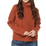 Pull femme - superdry - studios chunky - col roul - terracotta
