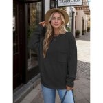 Pull femme en tricot col rond avec poche casual pullover lche manches longues couleur unie automne hiver ...