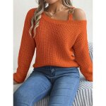 Pull femme en tricot epaule dénudée automne hiver casual pullover lâche manches longues couleur unie ... Pull femme en tricot epaule dénudée automne hiver casual pullover lâche manches longues couleur unie ...