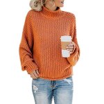Pull femme en tricot - insfity - col montant - manches longues - orange
