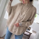 Pull femme en tricot - insfity - coupe lche - col montant - manches longues - kaki