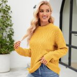 Pull femme en tricot insfity - jaune - manches longues - col arrondi
