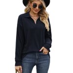 Pull femme en tricot manches longues col v pullover l�che couleur unie confortable printemps et automne ...