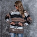 Pull femme en tricot motif argyle - insfity - chaud et confortable - col rond