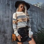 Pull femme en tricot motif argyle - insfity - kaki - automne / hiver - casual