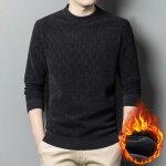 Pull hiver homme chaude en tricot doubl polaire manches longues casual pullover epais couleur unie tissu ...