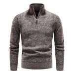 Pull hiver homme col � fermeture �clair en tricot doubl� polaire casual pullover epais chaud couleur ...