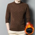 Pull hiver homme - insfity - tricot doubl polaire - chaud confortable - marron